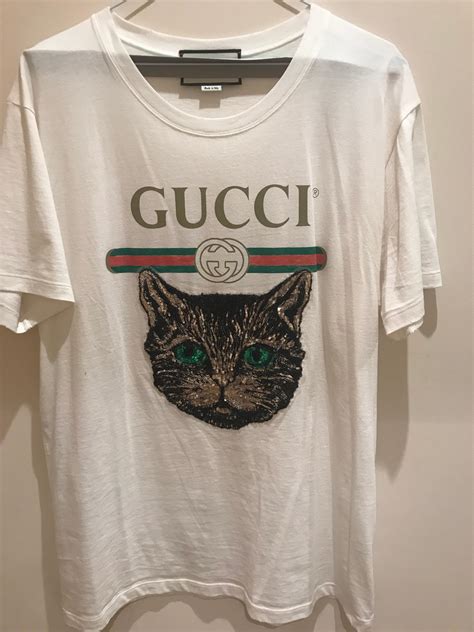 gucci logo t-shirt with mystic cat|angry cat t shirt gucci.